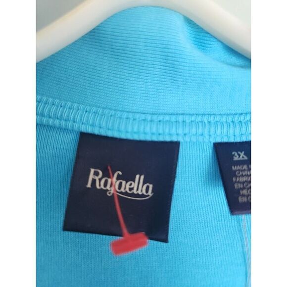 NWT Rafaella Women Aqua Blue w/Silver Studs 100% Cotton Open Cardigan size 3X - Picture 6 of 9